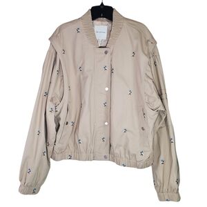 Avec Les Filles Floral Embroidered Bomber Jacket 100% Cotton Feminine Coquette